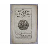 AN ORDNANCE TOUCHING SURVEYORS OF THE HIGH-WAIES..., London, William Du-gard & Henry Hill's,