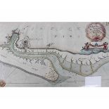 GREENVILLE COLLINS: NORFOLK PARS, engraved hand coloured chart circa 1690 of Cley and Blakeney,