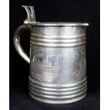 19th Century Russian silver-gilt and niello presentation tankard of tapering cylindrical form with