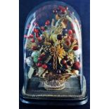 Early 20th Century celluloid and composition basket of wildflowers/fruit decoration, under a