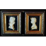 Leslie Ray, London, a pair of 20th Century wax relief silhouettes of an 18th Century Naval officer