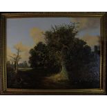 Joseph Paul (1804-1887, British), Norfolk Landscape taken near Norwich with a group of trees, pond