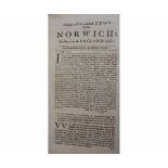 [T W]: STRANGE AND WONDERFUL NEWS FROM NORWICH THE LIKE NOT IN ALL ENGLAND BESIDES IN A LETTER