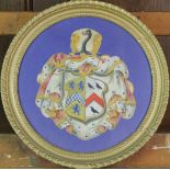 18th/19th Century Armorial Panel of a member of the Payne Family, watercolour, cut to edges and laid