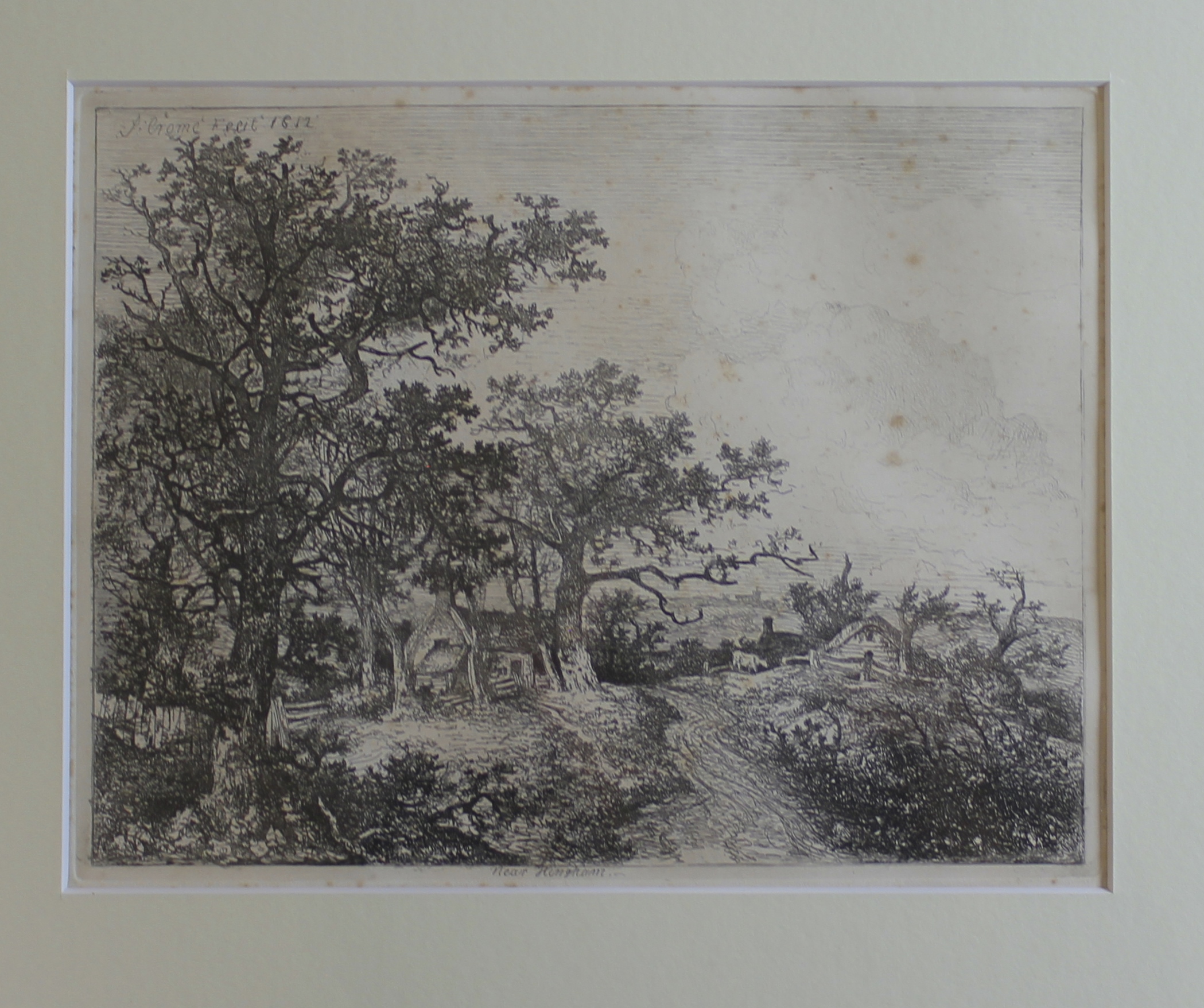 John Crome (1768-1821, British), Near Hingham, black and white etching, signed and dated 1812 to the