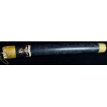 Livery or Manor Court Stave, black painted with yellow tipped end, further painted with a Moor's