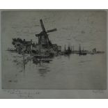 Hugh Paton (1853-1927, British), A Broadland scene, black and white etching, signed in pencil to