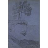 John Sell Cotman (1782-1842, British), Trees on the Brink of a Ravine, pencil drawing, unsigned,