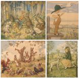 After Margaret Winifred Tarrant (1888-1959, British),group of four framed nursery prints