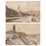 After J M Johnson, printed by C Hullmandel, "Colne House, Cromer", "Cromer", two black and white