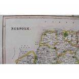 T LAURIE MURRAY: NORFOLK, engraved hand coloured map 1831, approx 355 x 455mm + ROBERT ROWE (
