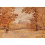 19th Century English School, View in Costessey Park with the Hall in the distance, watercolour,