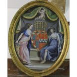 Early 19th Century English School, Heraldic panel depicting a portcullis crest above an impaled