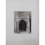 19th Century English School "Porch at Walsingham Church" finely executed pen and ink drawing,