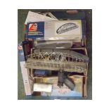 Model Railway interest, box containing various Lima bridge kits, various plastic rolling stock,