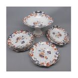 19th century part dessert service, marked Opaque Granite China W B & Co , comprising double-