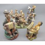 Mixed Lot: five various 20th century continental models, various figure groups, card players,