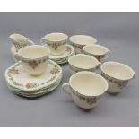 Quantity Woods & Sons Ivorine china floral decorated tea wares
