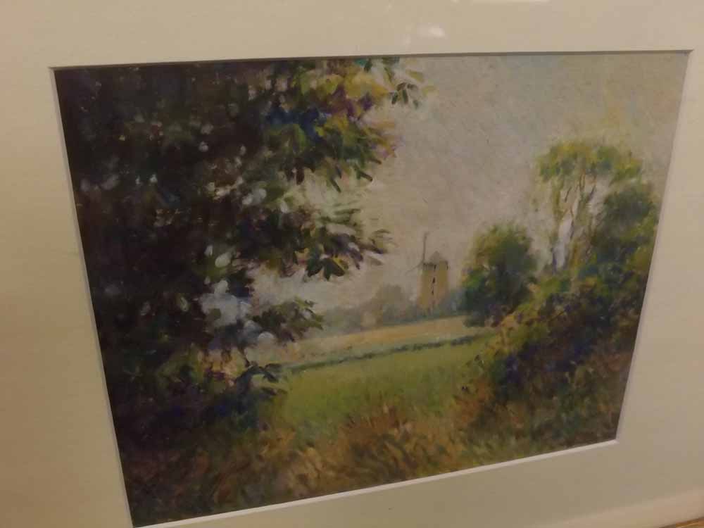 BOWMAN, signed, pastel, Landscape with windmill, 7 x 9 , Provenance: St Helier Galleries Ltd, 9