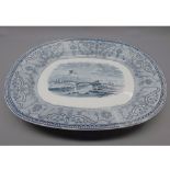 Large Copeland blue and white meat plate, 19 diameter