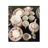 Mixed Lot: set of four small early 20th century liqueur glasses; decorative tea service with