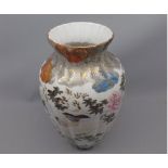 Large early 20th century Japanese baluster vase, decorated with scenes of birds amongst foliage