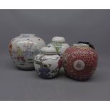 Mixed Lot: Five various 20th Century oriental ginger jars largest 6" high