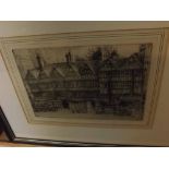 WILLIAM MONK, pair of etchings, The House Houses, Holborn; and Piccadilly Circus, 7 x 10 (2)