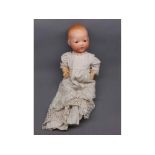 Armand Marseille baby doll, in white christening type gown, approx 16 high