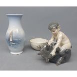 Mixed Lot: Royal Copenhagen Wares to include bear wrestling figure No 648, together with a further