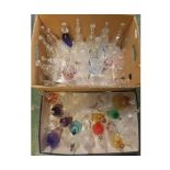 Two Boxes: large collection of various decorative glass bells