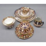 Mixed Lot: Royal Crown Derby wares comprising various cups, saucers, sugar bowls, serving dishes