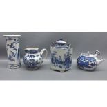 Mixed lot: 19th century blue and white wares comprising two small Oriental kettles, a further