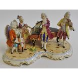 Dresden large group depicting a musical band in 18th century costume, comprises violin and cello