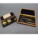 W & T Avery of Birmingham cased set of sovereign scales together with a cased set of drawing