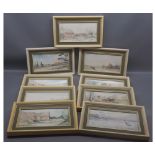 JASON PARTNER, signed set of 12 watercolours, Norfolk views, 4" x 7 1/2" (12)