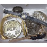 Mixed Lot: various assorted costume jewellery, wristwatches, powder compact etc