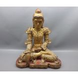 20th century gilded wooden Thai figure