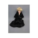 Recknagel bisque head doll, 15" high, in black outfit