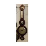 19th century mahogany cased banjo barometer thermometer combination, unsigned