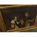 B KEENE, signed and dated 1904, oil on canvas, Interior scene with seated nun, peasant woman holding