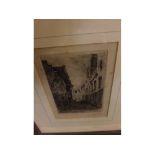 GROUP OF FOUR FRENCH BLACK AND WHITE ETCHINGS, assorted sizes (4)