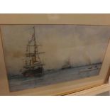 UNSIGNED, watercolour, inscribed "On The Solent", 9 1/2" x 16"