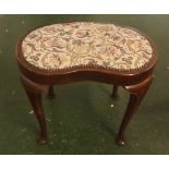 20th century kidney shaped mahogany framed dressing table stool