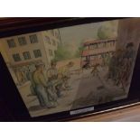 WALTER BRETTINGHAM, watercolour, "A London street scene 1949", 10" x 12"