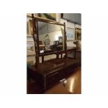 Georgian mahogany table top dressing table mirror, with turned supports with rectangular mirror,