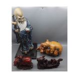 Mixed lot: 20th century Chinese ornaments comprising large ceramic figure and further composition