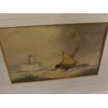 EDWIN HAYES, watercolour, Ramsgate 1877, 4" x 6 1/2"