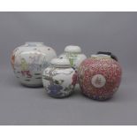 Mixed Lot: Five various 20th Century oriental ginger jars largest 6" high