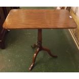 19th century mahogany snap top wine table raised on turned column and tripod base